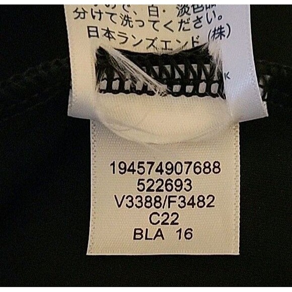 Swim Top Black 16 DD Square Neck Underwire Solid Women's LG Lands' End S921 - Picture 7 of 8